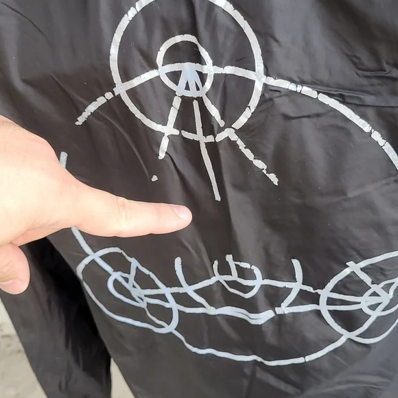 RIPNDIP‎ Black Silver Nylon Hood Mens Sz L Half Zip Pullover Windbreaker Jacket - Picture 8 of 11